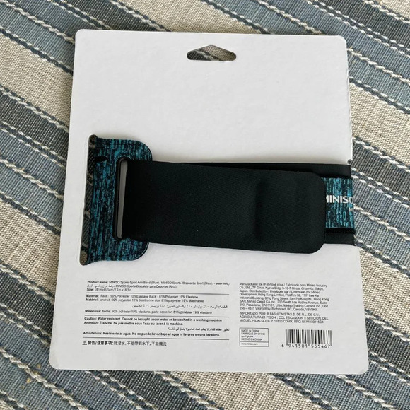 Miniso Sports Polyester Elastane Sport Arm Band Blue & Black Sz OS NWOT - Picture 2 of 6